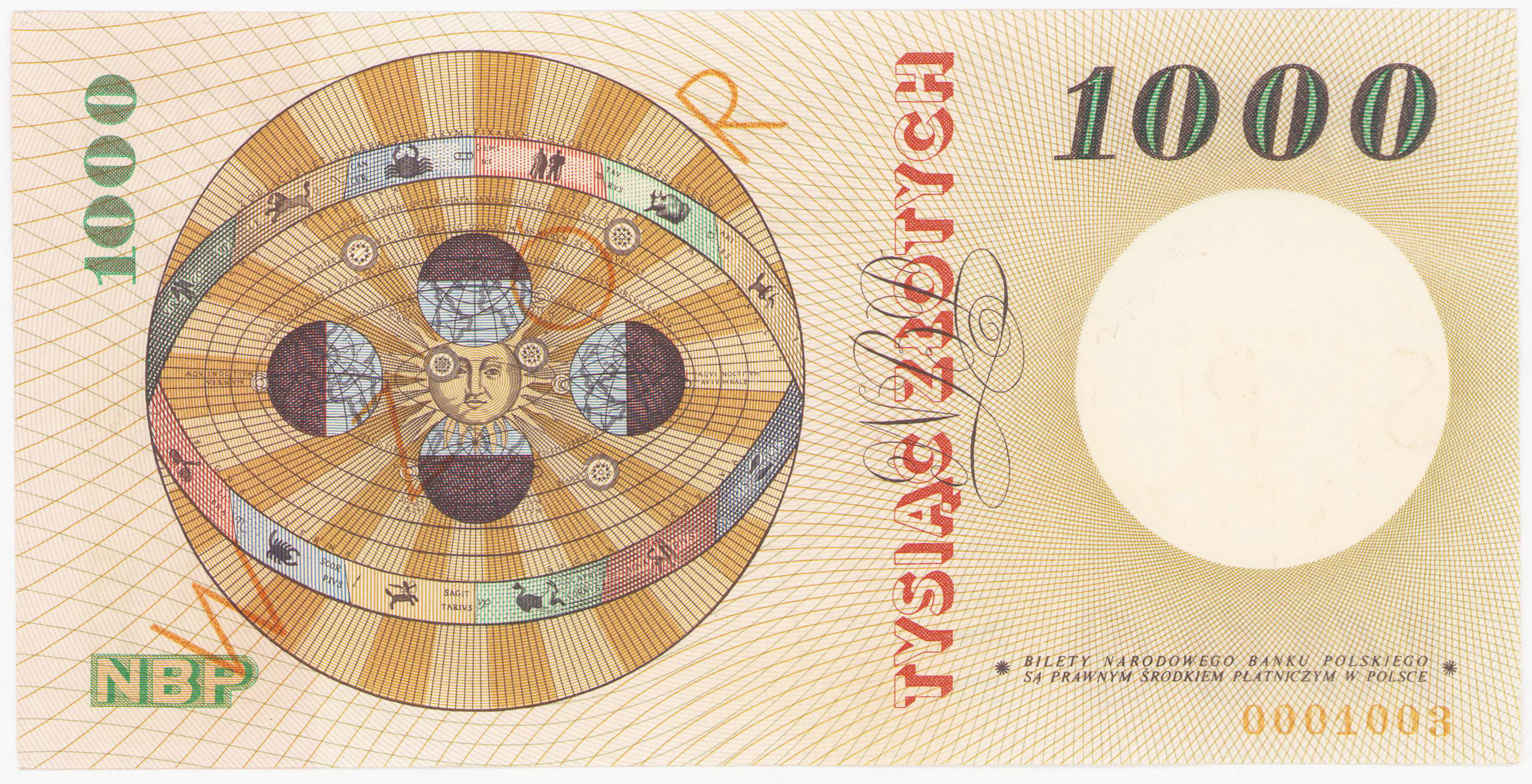 WZÓR / SPECIMEN. 1.000 złotych 1965 seria A, Kopernik